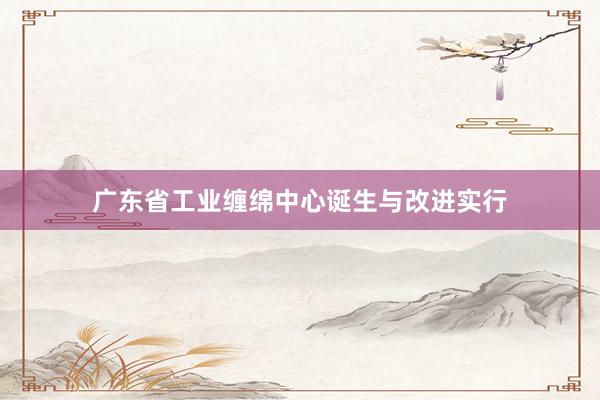 广东省工业缠绵中心诞生与改进实行